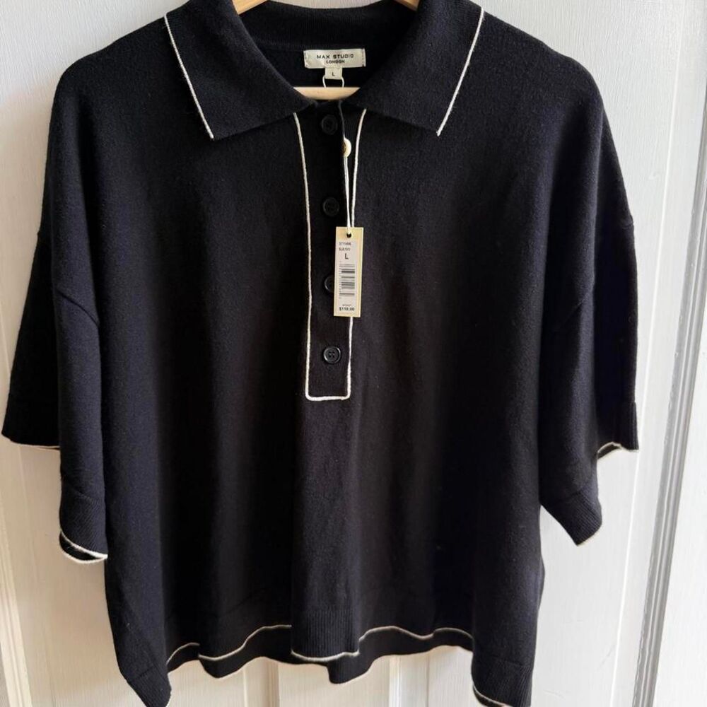 Max-studio Women's Black and Navy Polo-shirts